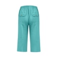 thumbnail image 6 of ABATAB Cotton Linen Pants for Women Wide Leg Lounge Cropped Trousers Drawstring Summer Beach Capri Trousers Outfits, 6 of 6