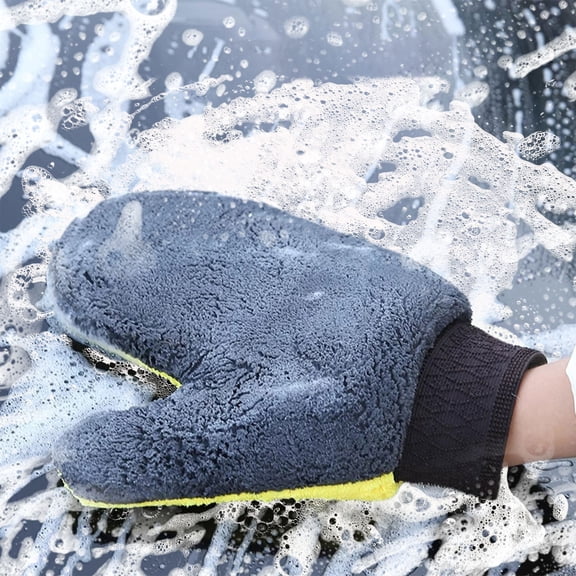 Wash Mitts for Car Washing, Double-Sided Microfiber Car Wash Mitt, Scratch-Free Car Cleaning Glove, Lint Free Vehicle Washing Towel Glove, Reusable Soft Vehicle Detailing Mitt 1Pcs