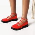 thumbnail image 1 of Zapatos de cuero para mujer Inglaterra boca baja gruesa con zapatos individuales cinturón Retro hebilla estudiante Wmkox8yii ghj2520, 1 of 7