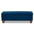 thumbnail image 4 of Bowery Hill Navy Blue Velvet Upholstered Storage Ottoman Bench, 4 of 11
