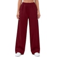 thumbnail image 3 of Liuinsasek Women's Winnter Casual Comfortable Outdoor Sports Pants Solid Color High Waisted Loose With Drawstring And Pocket Pants Straight Leg Sweat Pants, 3 of 10