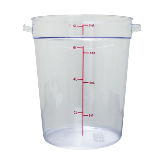 Excellante 8 quart round food storage container, polycarbonate, clear, NSF certified, comes in each