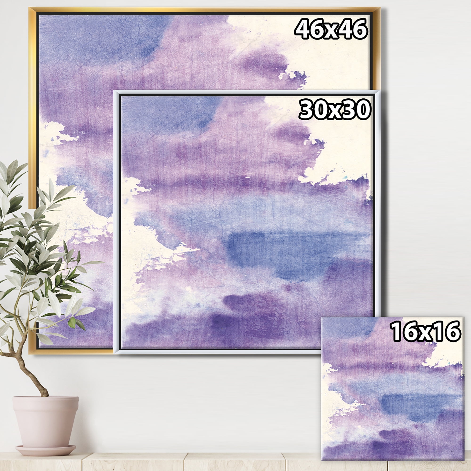 Designart ' Watercolor Purple Haze I ' Modern & Contemporary Framed Canvas