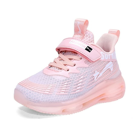 

Kids Breathable Sneakers Lightweight Easy Walk Casual Sport Strap Athletic Running Shoes for Boys Girls Pink