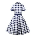 thumbnail image 3 of DailyTrove Women's Plaid Swing Dress-Short Sleeve-Fit & Flare-Cotton Blend-for Casual Weekend/Theme Event-Classic Plaid Pattern, 3 of 5