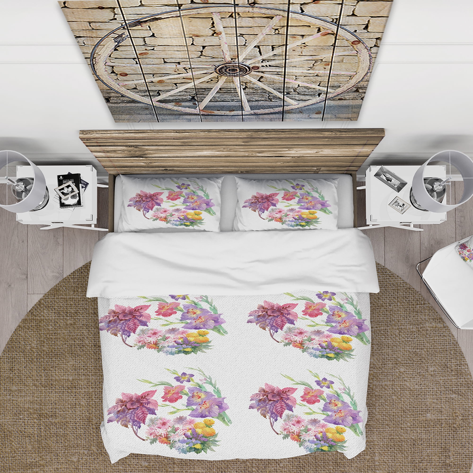 Designart 'Beautiful Floral Texture' Cabin & Lodge Duvet Cover Set