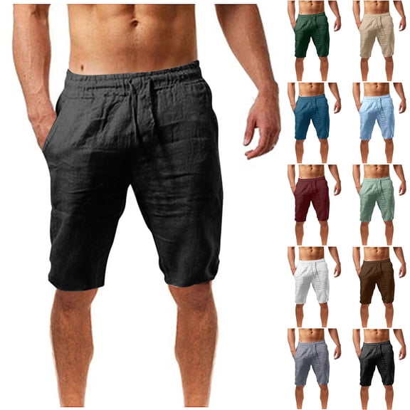 Work Pants for Men Fashion Mens Casual Solid Pockets High Waist Loose Bandage Pants Knee Lenght Black 3Xl