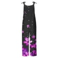 thumbnail image 4 of Vintage Floral Print Bib Pants for Women 2025 Casual Baggy Summer Harem Jumpsuit Spaghetti Straps Plus Size Overalls, 4 of 5