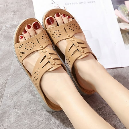 

Aayomet Sandals Women Women Summer Solid Color Slip On Casual Open Toe Wedges Comfortable Beach Shoes Sandals Slippers Pink 7.5