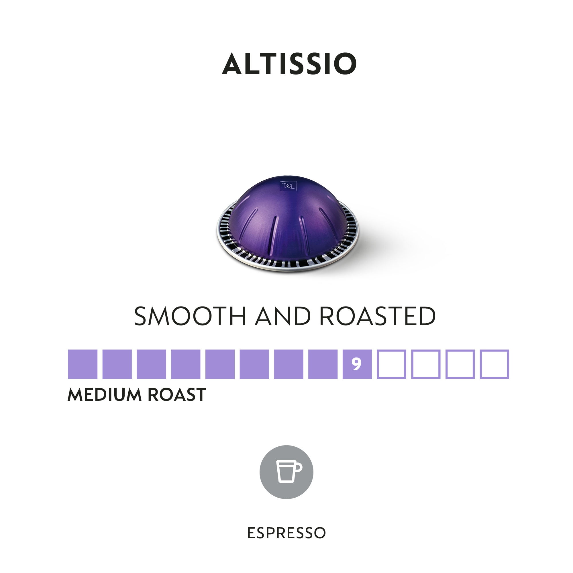 Nespresso Capsules VertuoLine, Altissio, Medium Roast Espresso Coffee, 50 Count Coffee Pods