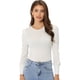thumbnail image 1 of Camisa de Manga Larga con Cuello Redondo para Mujer Blusa Elegante blanco XL, 1 of 6