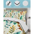thumbnail image 3 of Full Size Quilt Bedding Set, Spring Botanical Reversible Summer Quilt 3 Pieces, Watercolor Leaves Floral Rustic Cream Lightweight Bedspreads Coverlets with 2 Pillow Shams for All Seasons, 3 of 5