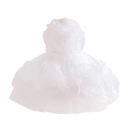 ZACPNCV Girl Flower Dress Flower Design Princess Wedding Dress for Toddler and Baby Girl White 9 Months