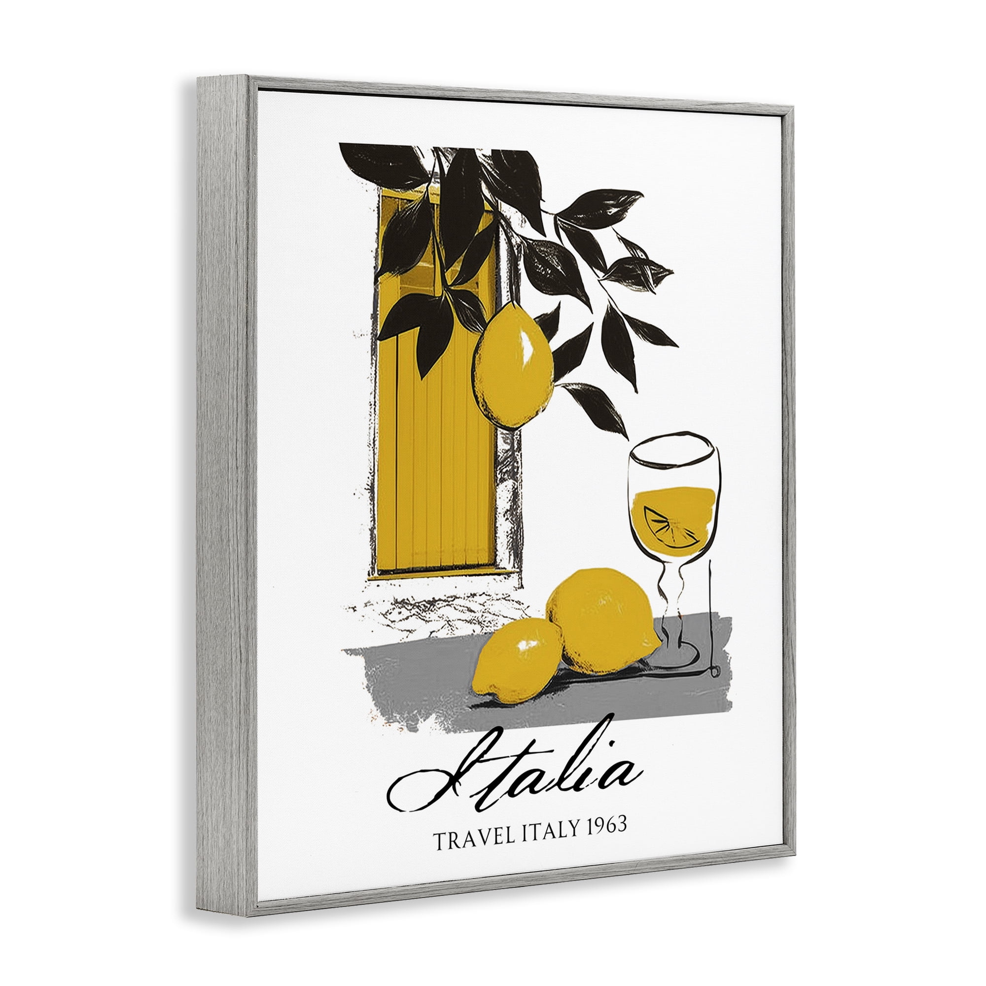 Stupell Industries Travel Italia Lemons Gray Framed Giclee Art, design by Annabelle Hall