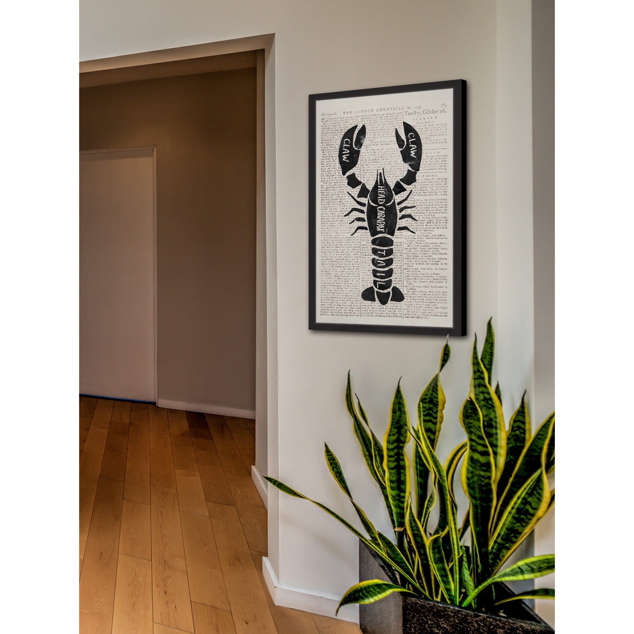 "Lobster Contour" Framed Painting Print