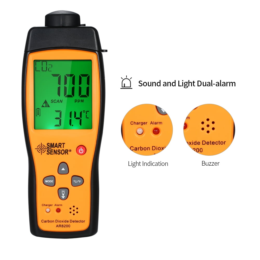SMART SENSOR Carbon Dioxide Detector Portable CO2 Meter Gas Tester