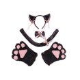 thumbnail image 2 of Lindo tocado de peluche hecho a mano con garra de gato, pajarita, orejas de bestia, cola de bestia, accesorios para cosplay, juego de diadema con orejas de gato, 2 of 4