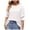 White, variant on Women’S Summer Loose Fit Ice Crepe Casual Top, Round Neck Smocked Ruffle Cuff Short Sleeve T-Shirt, Solid Color Plus Size Daily Wear Blouse, 1 Piece, Sizes S Through XXL