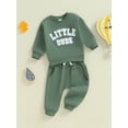 thumbnail image 3 of Musuos 2-Piece Toddler Boys Set 0-3Years Letter Embroidered Long Sleeve Round Neck Sweatshirt Drawstring Pocket Pants Outfits, 3 of 9