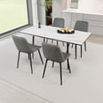 thumbnail image 4 of Dining Sets 47"-63" extendable MDF modern dining table and chair set, suitable for 2-6 people, elegant white dining table and modern grey dining chair 4-piece set, metal base and linen chair,Kitchen, 4 of 25