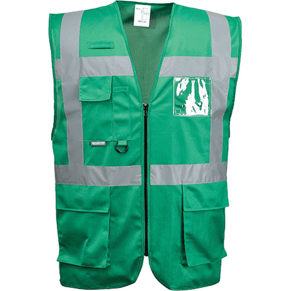 Portwest F476 Mens Iona Executive Safety Work Vest with Reflective Tape Bottle Green, 3X-Large