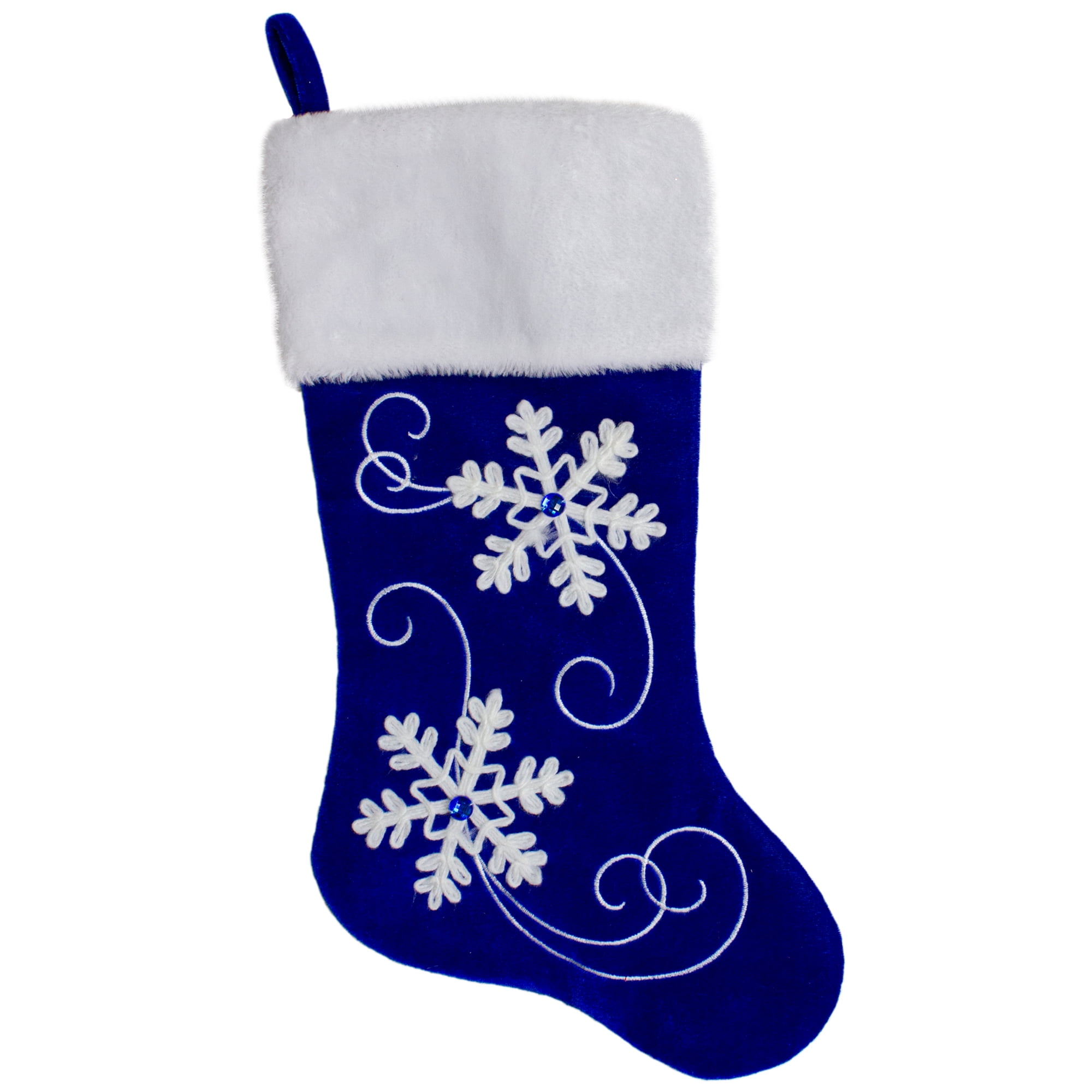 New Snowflake Christmas Stocking Knit  20" Long Green blue and white color 
