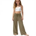 thumbnail image 2 of ZHOGXU Classic Solid Color Elastic Waist Drawstring Wide Leg Jogger Kids Girls Pants With Pocket Back To School Wear, 2 of 4