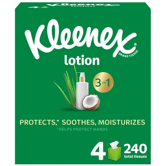 Kleenex Lotion Facial Tissues with Coconut Oil, 4 Cube Boxes