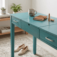 thumbnail image 3 of Hives & Honey Ainsley Vanity Desk with Make-up Organizer with USB & Power Outlet, Turquoise, 3 of 9