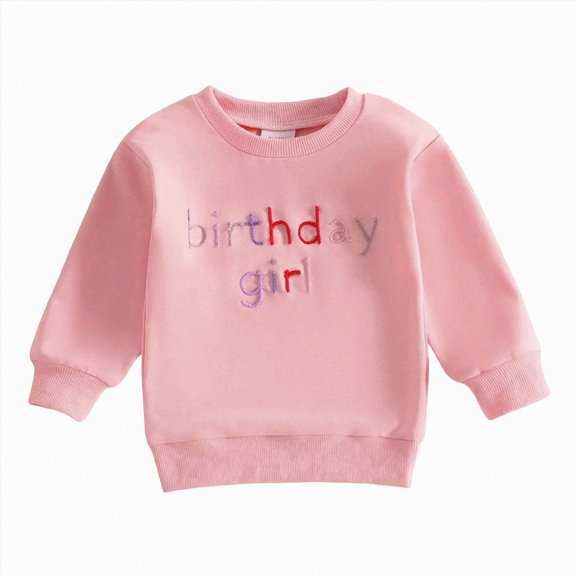 Nwiuh Toddler Baby Fall Outfit Birthday Girl Crewneck Sweatshirt Tops Little Princess Birthday Shirt Kids Spring Clothes (Red, 6-12 Months)