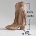 thumbnail image 5 of Busydd Womens Boots Fashion Solid Color Fringe Mid Calf Boots for Women Comfortable Chunky Heel Wide Calf Boots for Women 5.5, 5 of 9