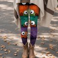 thumbnail image 6 of Halloween Leggings for Women Tummy Control Striped Pumpkin Printed Stretchy Leggings Yoga Pants Tights(Light Purple,S), 6 of 7