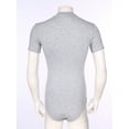 thumbnail image 4 of Jhaoyu Men's Solid One-Piece Press Button Crotch Leotard T-Shirts Bodysuit Pajamas Grey XL, 4 of 7