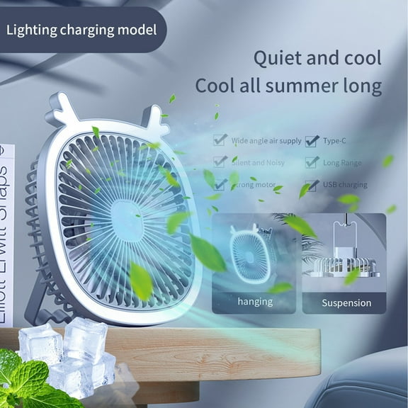 AZXY Desk Fan,Small Fans for Desk,Table Fans with Light for Home Desktop,Small Quiet Personal Tabletop Fans for Bedroom