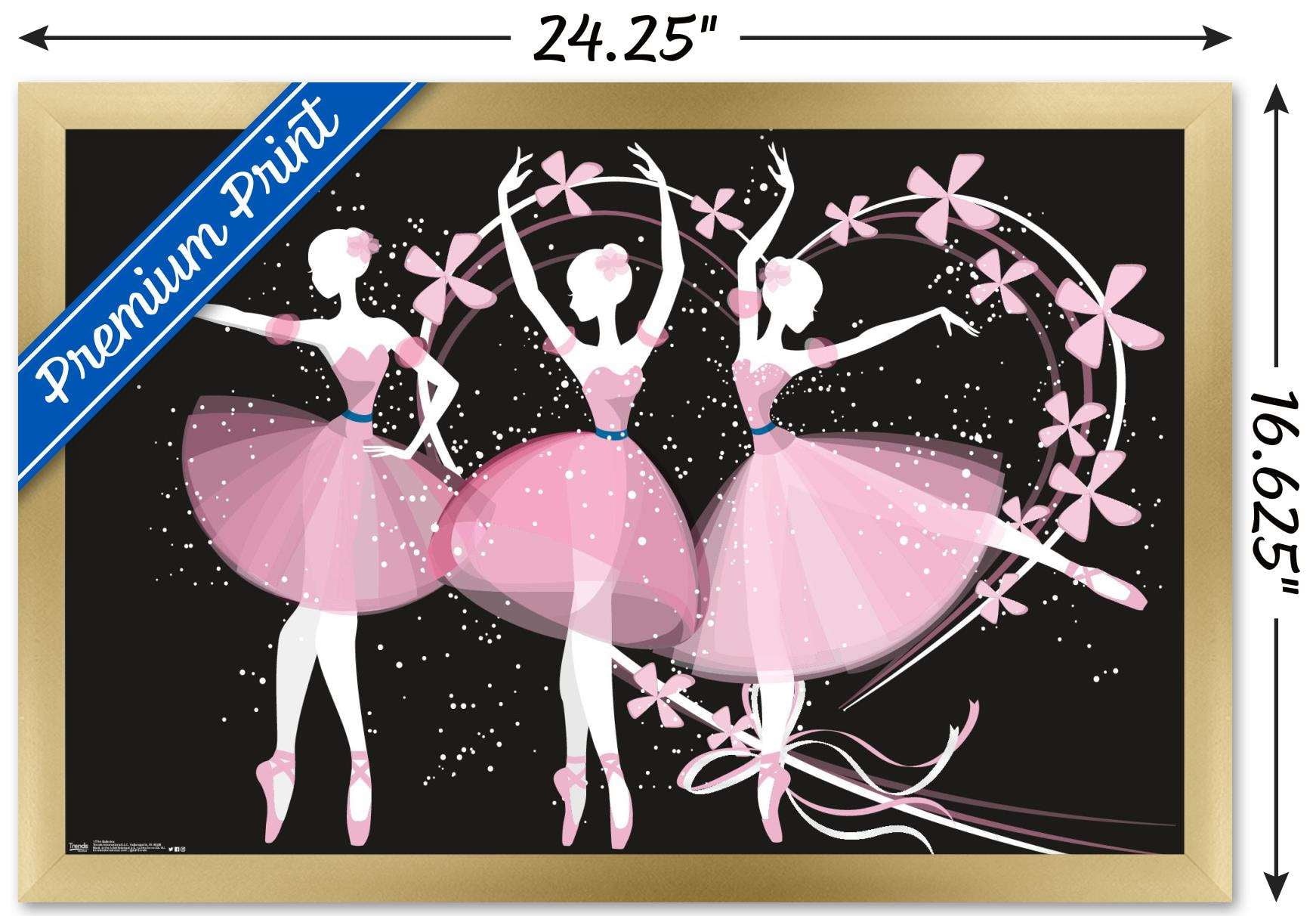 Dancing Ballerinas Wall Poster, 14.725" x 22.375", Framed