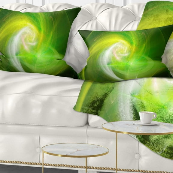 Designart Green Fractal Abstract Illustration - Abstract Throw Pillow - 12x20