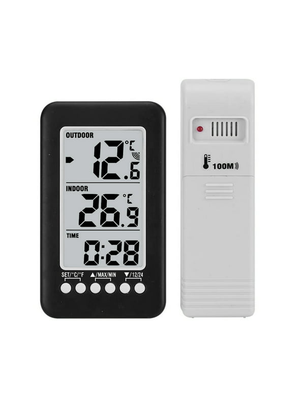 Andoe Wireless Indoor/Outdoor Digital Thermometer with Clock and Transmitter
