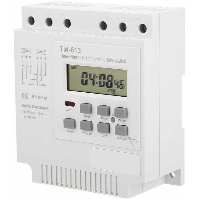 Temporizador electrónico con función de cuenta regresiva de ciclo, 350 V-420 V CA, relé temporizador de entrada y salida de tres cables, 17 configuraciones de encendido y apagado