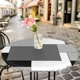 thumbnail image 6 of Black Grey Round Tablecloth for 55-60 Inch Tables,Fitted Table Cover with Elastic Edge,Middle Century Irregular Geo Abstract Art Waterproof Outdoor Table Cloth Protector for Patio Garden Dinner, 6 of 9
