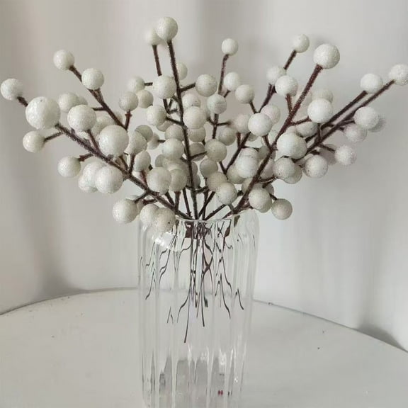 Bwiyojiz Home Decor Count 10pcs Christmas Berry Cutting Decorations Artificial Snowflakes for Trees Garlands Wreaths and Table Centerpieces Red White, Gifts for Friend, White