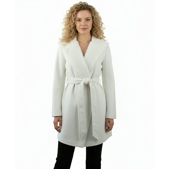 Monoreno Hooded Shawl Collar Wrap Coat