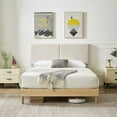thumbnail image 2 of VECELO Full Size Upholstered Bed Frame with Adjustable Headboard, Strong Wood Slats Supports, No Box Spring Needed, Beige, 2 of 8