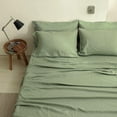 thumbnail image 6 of Simple&Opulence 100% Linen Sheet Set Solid Color- 6 Pcs Washed French Flax Bed Sheets (1 Flat Sheet, 1 Fitted Sheet, 4 Pillowcases) - Breathable Home Collection (Basic Sage Green, King), 6 of 8