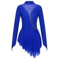 thumbnail image 3 of TiaoBug Women's Figure Ice Skating Dress Long Sleeve Irregular Gymnastics Dance Dresses Royal Blue L, 3 of 7
