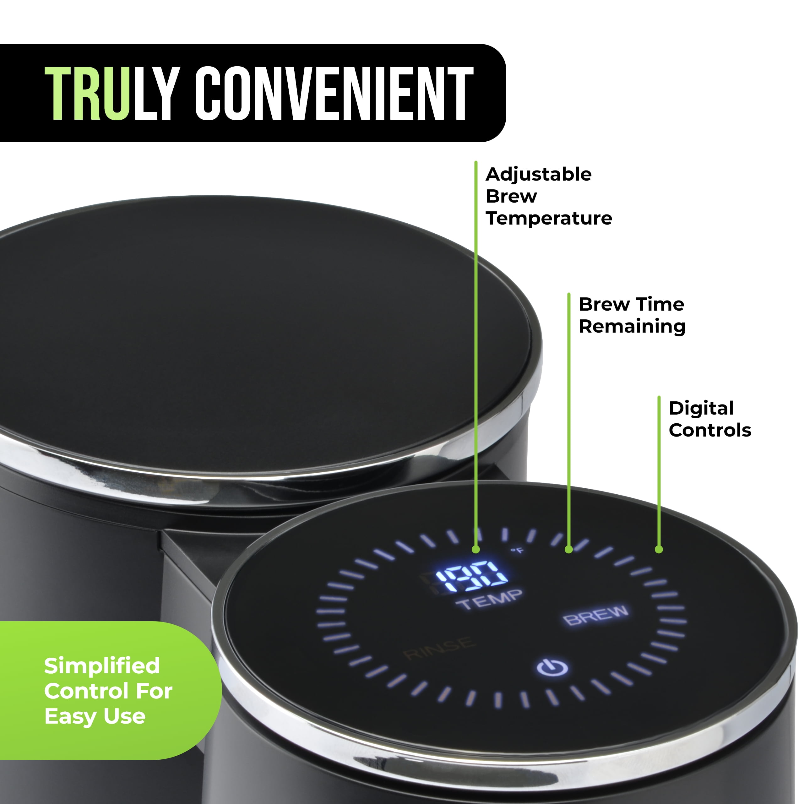 TRU Automatic Pour Over Coffee Maker with Digital Touch Screen