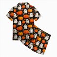 thumbnail image 5 of CAUYDY Girls Halloween Satin Pajamas Set Short Sleeve Sleepwear Button Down Loungewear 2 Piece Pjs Shorts Set,8-9 Y, 5 of 6