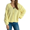 thumbnail image 3 of Women'S Fall Fashion Button Down Cardigan Sweater Loose Casual Cable Knit Sweater Coat Yellow S, 3 of 9
