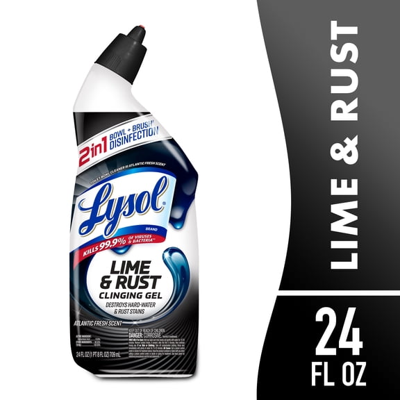 Lysol Toilet Bowl Cleaner Gel, Disinfecting Bathroom Cleaner and Toilet Bowl Stain Remover, Lime and Rust 24 fl oz