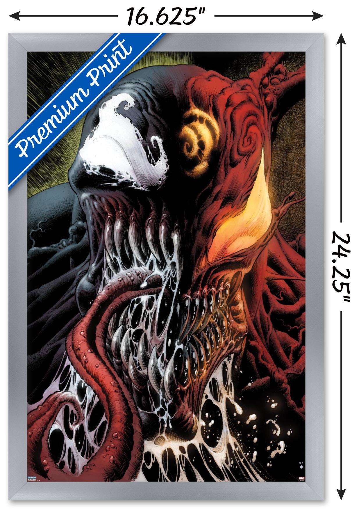Marvel Comics - Carnage - Face Split with Venom Wall Poster, 14.725" x 22.375", Framed