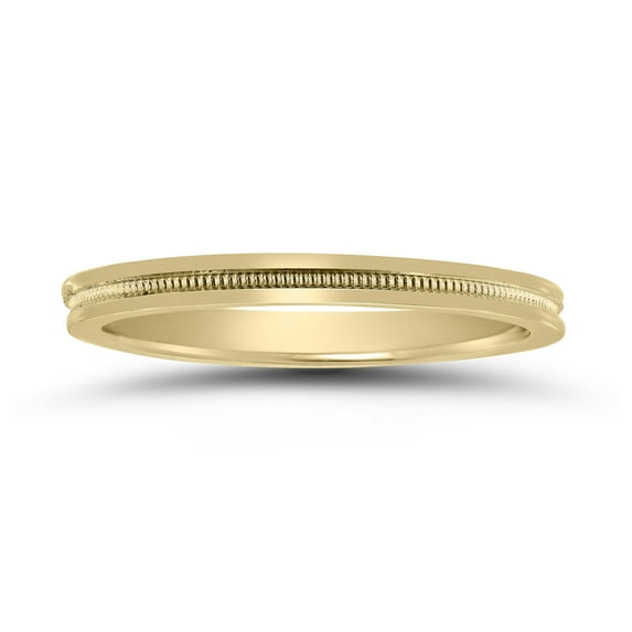 SZUL Women's 2MM Center Milgrain Wedding Band in 14K Yellow Gold
